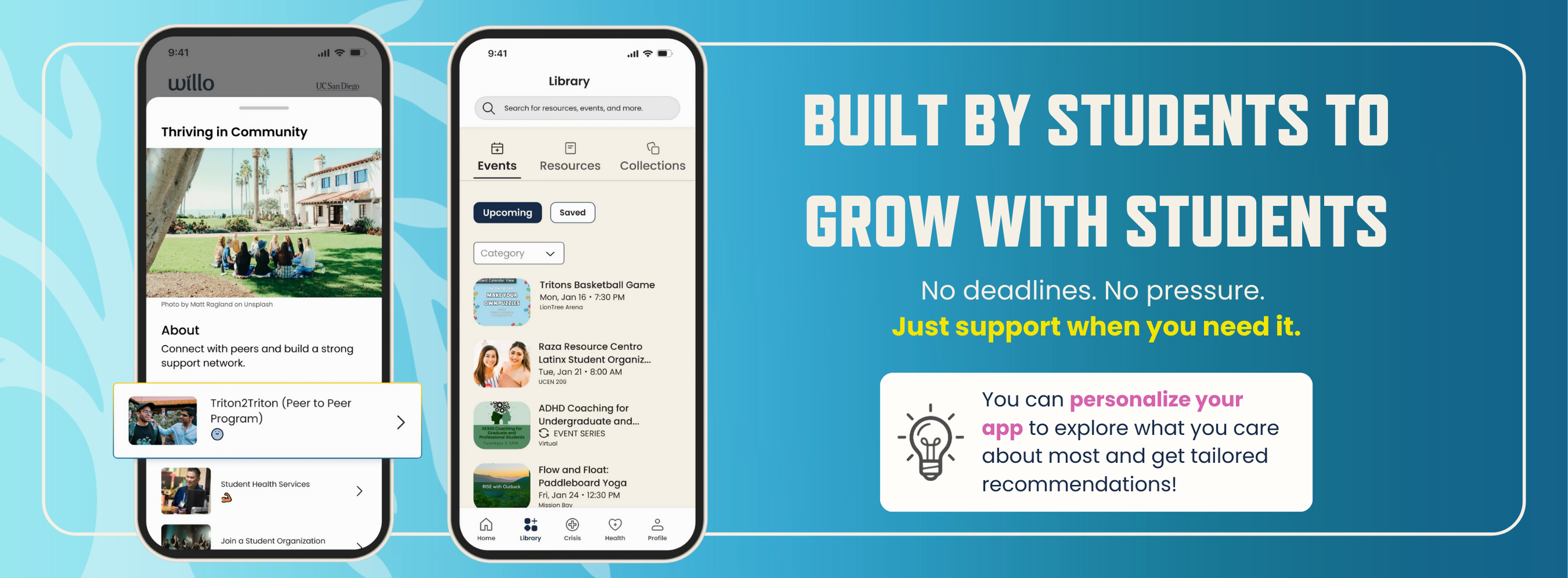 Image of willo screens focused specifically on community collections.